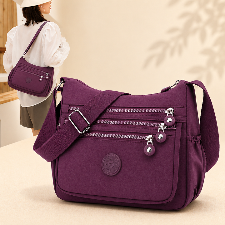 (Pack Of 2) Lightweight Crossbody Bag –Multi-Pocket Nylon Shoulder Water-Resistant Bag