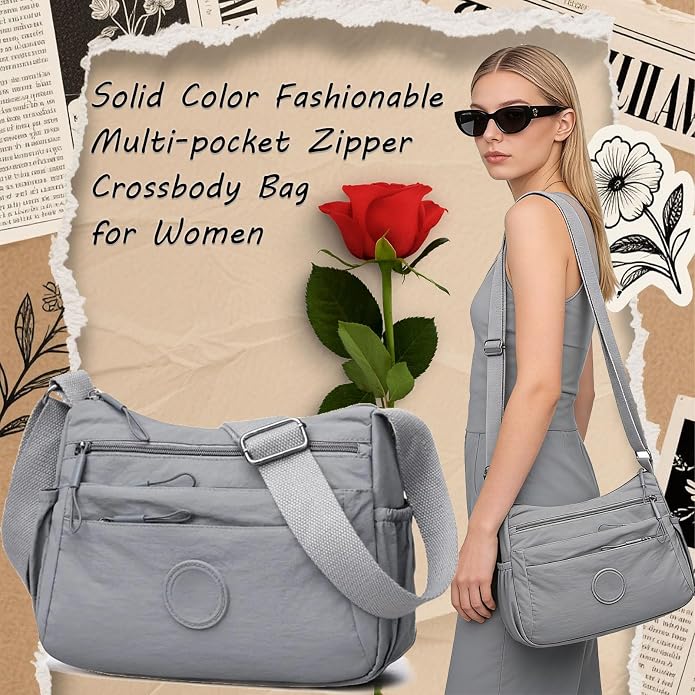 New Durable Nylon Fabric Multi-Pocket Adjustable Shoulder Crossbody Bag { Pack 2 }
