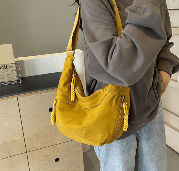 { Buy 1 Get 1 Free } Women Fashion Plain Color Nylon Crossbody Hobo Bag