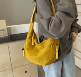 { Buy 1 Get 1 Free } Women Fashion Plain Color Nylon Crossbody Hobo Bag