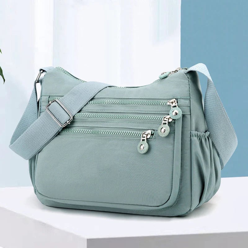 (Pack Of 2) Lightweight Crossbody Bag –Multi-Pocket Nylon Shoulder Water-Resistant Bag