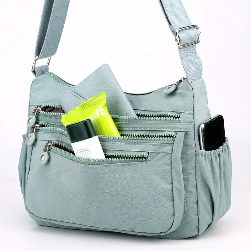 (Pack Of 2) Lightweight Crossbody Bag –Multi-Pocket Nylon Shoulder Water-Resistant Bag
