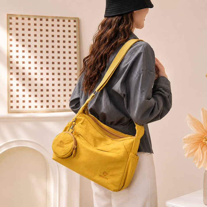 [Buy 1 Get 1 Free] Nylon Multi-Compartment Messenger Handbag